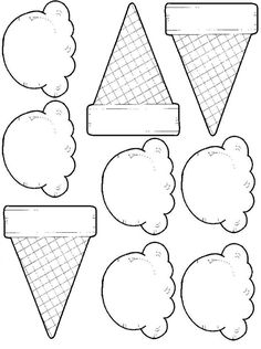 an ice cream cone and other shapes to make it look like they are in the shape of