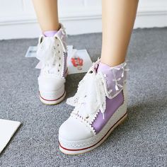 Color: purple, Shoes Size: 34 Kawaii Platform Shoes, Orange Boots, Old School Aesthetic, Purple Boots, Kawaii Shoes, Pink Boots, Purple Shoes, Red Boots, Estilo Punk