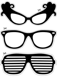 the silhouettes of sunglasses are shown in black and white