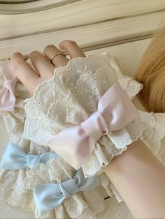 The price is for a pair of wrist cuffs only, others are not included. Hand Accessories Kawaii, Lynette Aesthetic, Lace Wrist Cuffs, Fabric Paint Diy, Cute Accessories, Lace Cuffs, Flower Lace, Girls Sweet, Sleeve Women