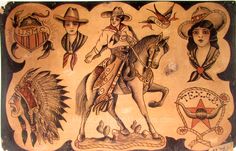 an image of native american tattoos on the back of a wooden plaque or box frame