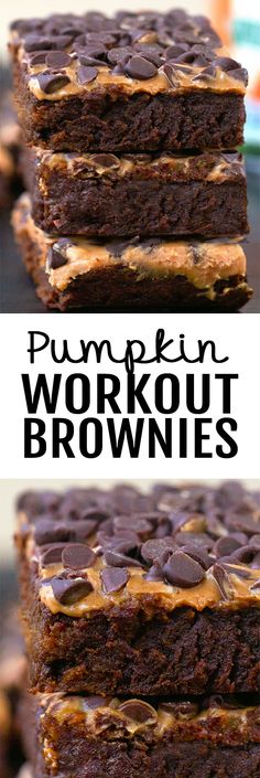 pumpkin workout brownies stacked on top of each other