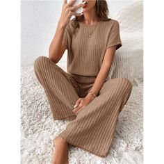 -Item Id 14751049 -Neckline: Round Neck -Sleeve Type: Batwing Sleeve -Style: Casual -Waist Line: Natural -Color: Brown -Pattern Type: Plain -Type: Tee -Sleeve Length: Short Sleeve -Length: Long -Fit Type: Regular Fit -Fabric: Medium Stretch -Material: Rib Knit -Composition: 60% Polyester, 35% Viscose, 5% Elastane -Care Instructions: Machine Wash Or Professional Dry Clean -Body: Unlined -Sheer: No **Open To Offers!!!** **Bundle To Save More** **30% Off Bundles Of 2 Or More Items!!** ***Orders Go Out Within 5-10 Business Days!! Thank You For Your Patience!! Multiple Sizes And Colors Available In Most Styles Don't See Your Size Or Color Listed, Just Ask. Ribbed Lounge Set, Exude Confidence, Ribbed Shorts, Essential Dress, Short Sleeve Jumpsuits, Elegante Casual, Versatile Wardrobe, One Piece Outfit, Casual Jumpsuit