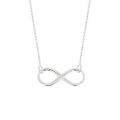 This sterling silver necklace is available in your choice of sterling silver, 14 karat yellow gold vermeil or rose gold vermeil. A beautiful never ending infinity design is the perfect gift to show your infinite love. Sterling Silver Infinity Necklace In White Gold, Modern Infinity Necklace As Gift, Modern Twist Infinity Necklaces As Gifts, Modern Twist Infinity Necklace As Gift, Modern Twist Infinity Necklace For Gift, Modern Twist Infinity Necklace For Gifts, Modern Sterling Silver Infinity Jewelry, Minimalist Infinity Necklace In White Gold, Classic Sterling Silver Infinity Necklace