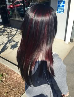 Red On Bottom Of Hair, Red Hair Streaks, Peekaboo Hair Colors, Peekaboo Highlights, Wine Hair, Peekaboo Hair, Red Hair Inspo, Hair Color Streaks, Violet Hair