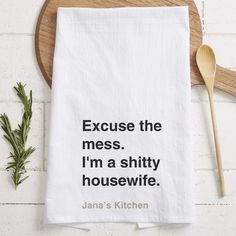 The Excuse The Mess Personalized Tea Towel will bring giggles to all who visit your kitchen. The white tea towel is both functional and decorative and makes a great gift for any occasion or just because.  𝘼𝙗𝙤𝙪𝙩 𝙩𝙝𝙚 𝙄𝙩𝙚𝙢:  - Sold Individually  - Design is printed  - Measures 30" L x 20" W  - Lightweight 100% cotton material  - Machine wash, tumble dry low; some shrinkage may occur Personalized Tea Towel, Personalization Mall, Mom Funny, Personalized Towels, Christmas Tea, Kitchen Decor Items, Kitchen Linens, Boy Mom, White Tea