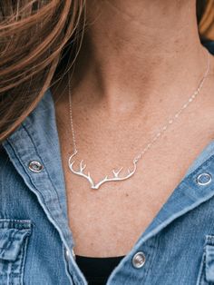 Silver Antler Necklace - Heyday Jackson Wyoming, Antler Necklace, Chain Silver, In The Mountains, Great Outdoors, Sterling Silver Chain, Antlers, Wyoming, Sterling Silver Chains