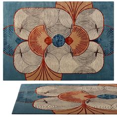 two rugs, one with an abstract flower design