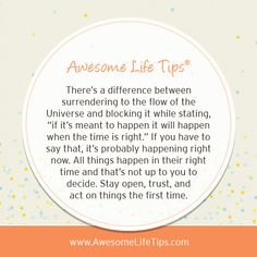 a white circle with the words awesome life tips on it