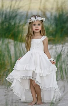 High Low Ruffled Layered Lace White Flower Girl Dress Processing time: 12-21 business days Shipping Time: 3-5 business days "Fabric:Stain Hemline/Train: Back Detail: Zipper Sleeve Length: Embellishments: Shown Color: Refer to Image Built-In Bra: Yes" This is a Made-to-Order item. Al... Country Flower Girls, Flower Girl Dresses Country, White Flower Girl Dress, Girls Lace Dress, 파티 드레스, White Flower Girl Dresses, Wedding Flower Girl Dresses, Wedding Flower Girl, Flower Girl Dress