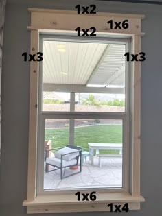 an image of a window with measurements for the size and width in front of it