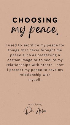 a piece of paper with the words choosing my peace