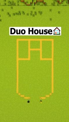 an aerial view of a soccer field with the words duo house on it