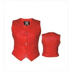 Ladies red vest Cowhide Leather 2 front pockets 2 inside pockets Silver Hardware PROD ID AL2323 Red Leather Vest, Women Leather Vest, Ladies Vest, Leather Biker Vest, Leather Waistcoat, Woman Vest, Motorcycle Vest, Red Vest, Motorcycle Outfit