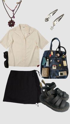 Summer INSPO #summer #summeraesthetic #vsco #girl #sun #docmartens #cool #gorpcore Meusum Aesthetic Outfits, Summer Fits Inspo 2024, Summer Europe Trip Outfits, Gorpcore Summer Outfit, Summer Outfits Hot Weather, Summer Retro Outfits, Simple Outfits Summer, Indie Summer Outfits