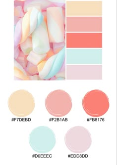 the color palette is peach, pink and blue