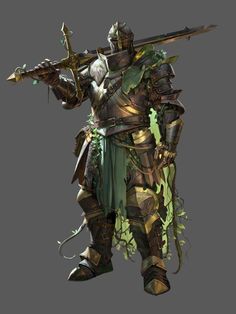 Forest Knight Fantasy Art, Nature Paladin, Green Knight Art, Strixhaven Character, Druid Paladin, Forest Knight, Swamp Druid, Reference Board