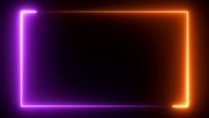 an abstract neon frame in purple and orange on a black background with room for text