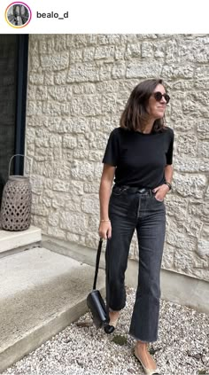 Casual Wear To Work Outfits, Relaxed Black Pants Outfit, Black Button Up With Jeans, Cool Summer Color Palette Outfits Casual, Wide Leg Cropped Black Jeans Outfit, Black Jeans And Loafers Outfit, Baggy Jeans Outfit Work, End Of Summer Outfits Work, Black Jeans Outfit 2024