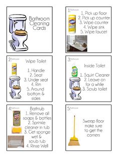 the instructions for how to clean a bathroom