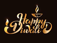 happy diwali with golden lettering on black background royalty illustration