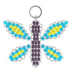 a blue and yellow dragon keychain is shown on a white background with the words,