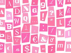 pink and white alphabets are arranged in the shape of rectangles with letters on them