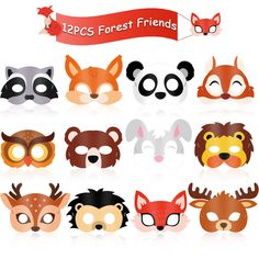 PRICES MAY VARY. Exquisite decoration package: you will get 12 pieces of cute forest animal masks in different patterns, including rabbit, , panda, owl, lion, hedgehog, raccoon, squirrel, chipmunk, sika deer, brown bear and reindeer; These interesting masks are suitable for jungle animal themed parties Durable material: these forest animals masks are made of reliable hard cardboard, making them not easy to be broken; They are designed into shapes of wild animals and each of them comes with 1 pie Animal Masks For Kids, Felt Masks, Masks For Kids, Woodland Animals Theme, Mascaras Halloween, Felt Mask, Animal Birthday Party, Costume Themes, Animal Masks