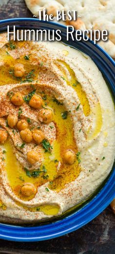 Homemade Hummus is way better than store-bought. It’s creamy and has the perfect balance of garlic, lemon juice, and tahini. Serve as a dip paired with warm Pita Bread or crunchy veggies.