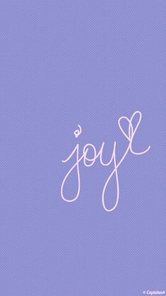 the word joy written in white on a purple background