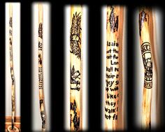 five different types of baseball bats with writing on them