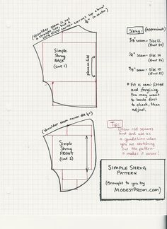 a drawing of a sewing pattern with instructions