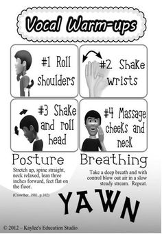 a poster with instructions to teach how to use vocal warm - ups for the classroom