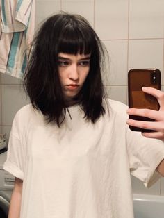 🧹 She’s pissed, after the boyfriends bathroom haircutting fun✂️🧹 Microbangs Medium Hair, Micro Bangs With Short Hair, Wolfcut Micro Bangs, Bib With Bangs, Short Bangs Aesthetic, Baby Bangs Medium Hair, Baby Bangs Long Hair Round Face, Short Hair Baby Bangs, Short Hair Micro Bangs