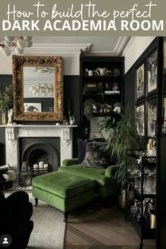 a living room filled with furniture and a fire place in the middle of it's walls