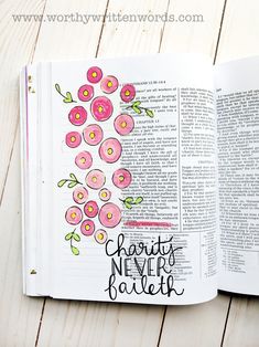 If you've ever thought "I want to get into scripture art journaling, but I'm not artistic at all", this kit is PERFECT for you! It is packed with 5 pages of beautiful hand-drawn florals that do all the hard work for you. Print these on clear sticker paper and use them in multiple ways. Add them over the top of a painted page, paint or use colored pencils right over the top, or leave the black and white for a stunning simple look. Corinthians Bible, Scripture Art Journaling, Faith Art, Daily Bible Study, Illustrated Faith, Bible Art Journaling, Art Video, Scripture Art, Bible Art