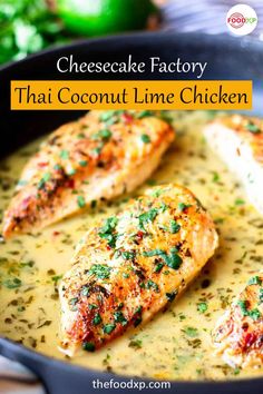 the cover of coconut lime chicken in a skillet