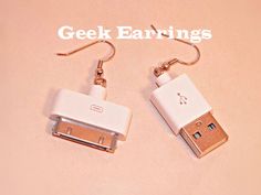 Geeky Apple Earrings Geek Earrings, Geeky Jewellery, Useful Projects, Apple Earrings, Computer Parts, Custom Earrings, Jewelry Photography