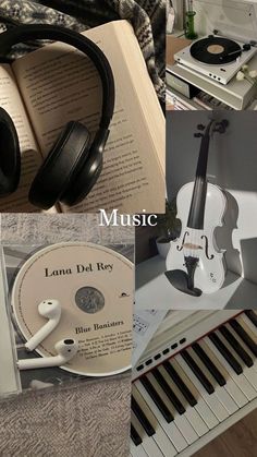 there are many different musical instruments in this collage