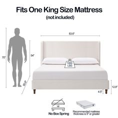 a bed with measurements for the size of it and how to put it on top