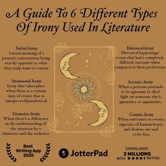 a guide to different types of irony used in literature, including the moon and sun