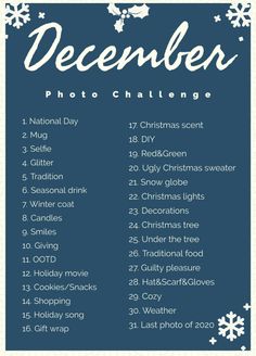 the december photo challenge with snowflakes on it