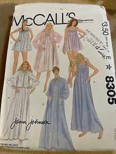 McCalls Pattern 8305 Misses Nightgown Robe Bed Jacket Lingerie E Small Uncut | eBay Pjs Pattern, Sleepwear Pattern, Baby Doll Pajamas, Baby Nightgown, Pajamas Pattern, Doll Pajamas, Vintage Girls Clothes, Smocking Embroidery, Nightgown Pattern