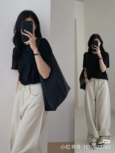 Casual Nerd Outfits, Korean Style Inspiration, Korean Style Pants Outfit, Long Sleeve Short Sleeve Layer Outfit, Basic Clothes Essentials For Women, Korean Casual Outfits Simple, Fashion Outfits Asian, Heeseung Fashion, Korean Street Fashion Summer