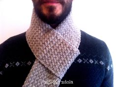 a man wearing a knitted neck tie