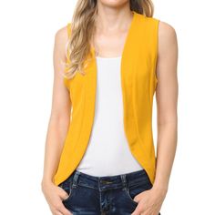 Mustard Sleeveless Blazer Color: Mustard 95% Polyester, 5% Spandex Hand Wash, Hang Dry Made In Usa Small 0-4 Medium 6-8 Large 10-12 X-L 12-14 Stretch V-neck Summer Outerwear, Versatile Stretch Vest For Fall, Yellow Sleeveless Sweater Vest For Spring, Fitted Sweater Vest For Fall, Spring Workwear Stretch Vest, Trendy Fitted Sleeveless Vest, Fitted Sleeveless Trendy Vest, Solid Color Vest For Spring Layering, Solid Spring Vest For Layering