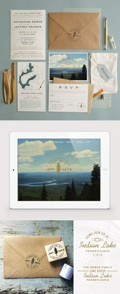 the wedding stationery is displayed on an ipad