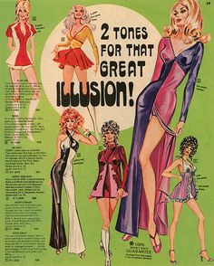 an advertisement from the 1950's shows women in evening gowns