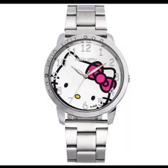 Hello Kitty Watch For Women Teen Watch Silver New In Package Pink Hello Kitty Watch, Diving Swimming, Watch Clock, Cat Clock, Rhinestone Watches, Childrens Watches, Bracelet Watches Women, Clock Gift, Bangle Watches