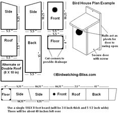 the floor plan for an outdoor birdhouse with measurements and instructions to make it easy